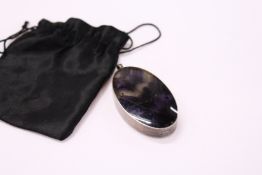 Silver mounted Blue John style pendant.