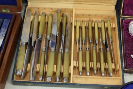 A cased set of knives.