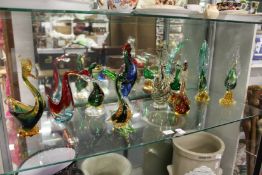 A collection of Murano glass birds.