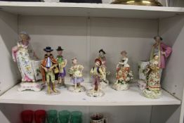 A collection of 19th century and later porcelain figures.