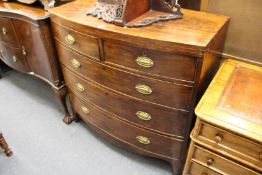 A 19th century mahogany bow front chest of drawers.