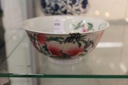 A small Chinese circular porcelain peach bowl.