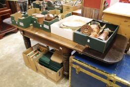 A good 19th century mahogany table base with carved and fluted legs and later top.