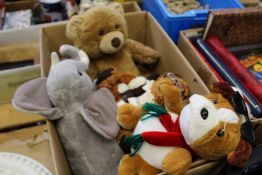 A box of cuddly toys.