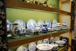 A good collection of 19th century and later blue and white porcelain to include plates, jugs,
