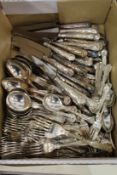 A large quantity of Kings pattern plated flatware.