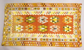 A PERSIAN KELIM CAPET, orange ground with typical geometric decoration 7ft 9ins x 4ft 5ins