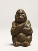 A GOOD JAPANESE BRONZE GORILLA 2ins high.