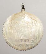 A 19TH CENTURY MOTHER OF PEARL SHELL 