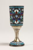 A RUSSIAN SILVER AND ENAMEL TOT 3.25ins high.