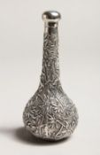 A CHINESE SILVER PERFUME BOTTLE wit bamboo design. 4ins high