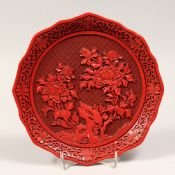 A CINNABAR LACQUER DISH 9ins.