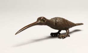 A GOOD JAPANESE BRONZE BIRD with a long beak 5.5ins long