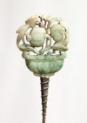 A CHINESE JADE HAIR PIN 7ins long