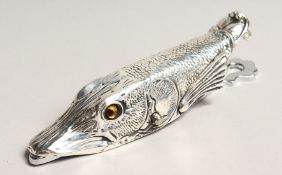 A SILVER PLATED TROUT HEAD PAPER CLIP