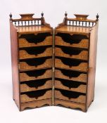A RARE 19TH CENTURY ROSEWOOD INLAID FOLDING CAMPAIGN CUPBOARD
