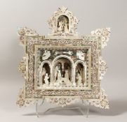 `GLORIA IN EXCELSIS DEO' A SUPERB MOTHER OF PEARL CHRISTMAS SCENE. 17ins high x 16ins wide.