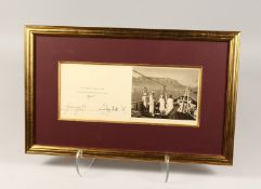 A FRAMED AND GLAZED, 1948 CHRISTMAS CARD, SIGNED BY KING GEORGE VI AND QUEEN ELIZABETH, Table