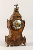 A GOOD FRENCH CLOCK in a painted case with figures and flowers with ormolu mounts, blue and white