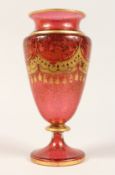 A BOHEMIAN RUBY AND GLASS VASE 9ins