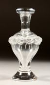 A LALIQUE GLASS TALL SCENT BOTTLE AND STOPPER, engraved Lalique, France 5.5ins high