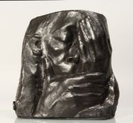 AFTER KATHE KOLLWITZ (1867 - 1945) GERMAN A RELIEF CAST BRONZE PLAQUE, HANDS AND FACE, from an