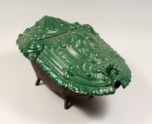 A VICTORIAN CAST IRON COAL BOX, with hinged lid, later painted 21ins long.
