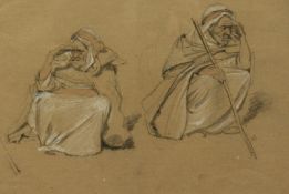 John Sydney Steel (1863-1932), 'Sketches of Arabs', a study of two figures, pastel, 9