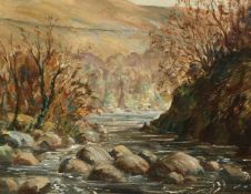 Maurice Codner (1888-1958) British, River landscape with boulders in the foreground, oil on board,