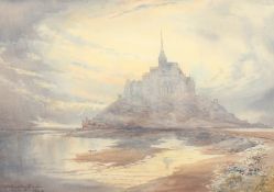 Thomas Walmsley Price (1855-1933) British, A view of Mont St. Michel, watercolour, signed and