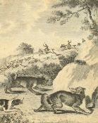 Prattent after Dodd, 'Fox Hunting, the Earth Stopped', 18th Century etching, signed in ink in the
