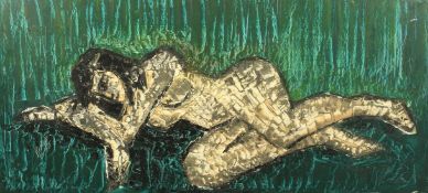 20th Century School, Berkoff, circa September 1963, study of a reclining nude, oil on board, signed,