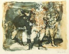 Claude Weisbruch (1927-2014), Figures and a drum, lithograph, signed and numbered 48/150 in