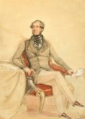Attributed to Frederick Cruikshank (fl. c.1849-1861) British, Study for a portrait of a seated