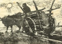 20TH Century School, circa 1965, 'Bydlow, The Polish Ox Cart, Series II', woodblock, inscribed and