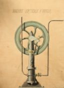 French School, Circa 1871, A pair of industrial drawings of a 'Machine Verticale a Vapeur' and '