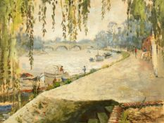 Dennis Gilbert (b. 1922) British, The Thames at Richmond, oil on board, signed, 12
