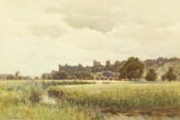 Cyrill Ward (1863-1935) British, A view of Windsor Castle from the fields, watercolour, signed, 11.