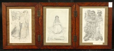 Jan Toorop (1858-1928) Dutch, A triptych of three black and white lithographs, pious subjects with