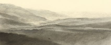 Vince Tutton (1944-2016) British, 'View from Lascole D'Elsa, Tuscany', circa 1988, charcoal and
