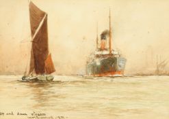 William Minshall Birchall (1884-1941) American, 'Up and down stream' watercolour, inscribed,