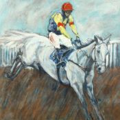 Liz Armstrong, 'Gran Cruz with Tom Scudamore Up', signed, and inscribed verso, 30