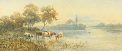 Harold Lawes (1865-1940) British, 'The Thames near Cookham', watercolour, signed with monogram,