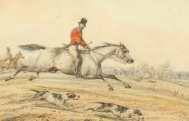 Henry Alken (1765-1851) British, 'Full Cry', out with the hounds, watercolour and pencil, signed, 9