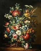 S. Maffe (19th Century) Continental, A still life of mixed flowers in a vase, oil on canvas, signed,
