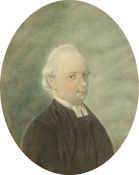 J. Chubb, Miniature portrait of a clergyman, oval watercolour, signed, numbered 12 and dated 1775,