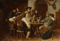 After Franz Von Defregger (1835-1921) Austrian, 'The Storey Teller', interior scene with figures