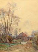 Frederick George Cotman (1850-1920) British, scene of a farmyard at dusk, watercolour, signed, 14