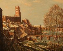 George Graham (1881-1949) British, A view of the town of Albi, France, oil on canvas, signed and