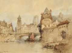 Paul Marny (1829-1914) French, 'La Ferte Calvador, Normandy', watercolour, signed, 8